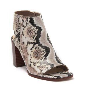 NEW Nordstrom Vince Camuto Snake Print Peep Toe Booties Python Block Heel Boots‎